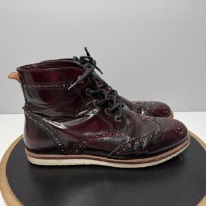 Crevo Boots Mens Size 10 Red Leather Wingtip Chukka Boardwalk Bordo Gloss